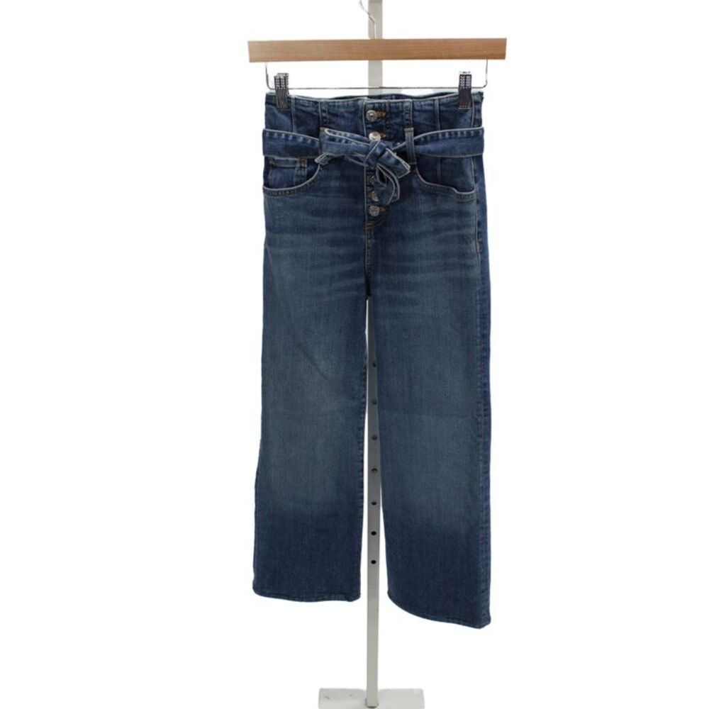 Veronica Beard Women Paperbag Cropped Dark Blue Jeans High Rise Size 24